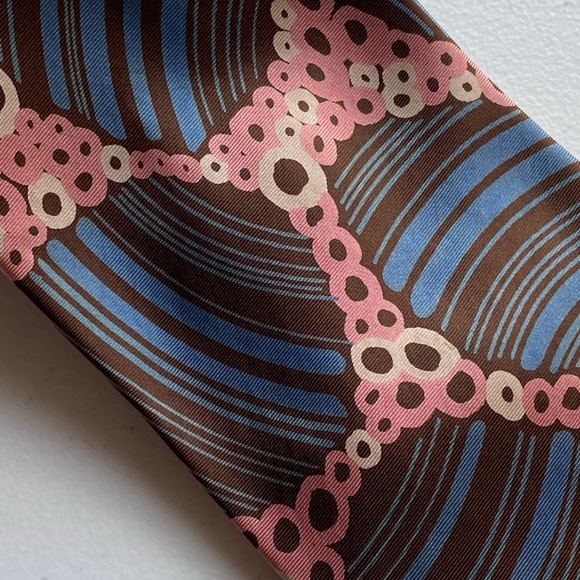 Vintage 70s Barneys New York Tie Abstract Geometric Retro WIDE Silk Tie Disco - Picture 2 of 10